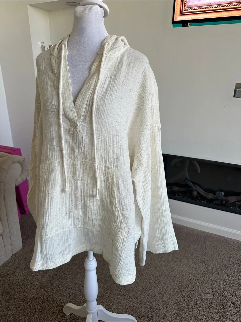 Lou&grey Light Cream Hooded Cotton Gauze Pullover Sweater